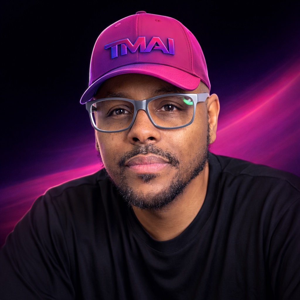 Joe Taylor, founder of TaylorMade AI, wearing a pink TMAI cap
